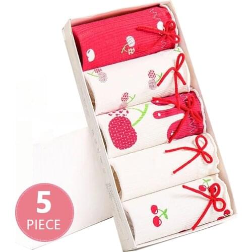 Fashion 5Pcs Women Panties Soft Cotton Underwear Mid Waist Cute Print Young Girls Breathable Briefs Ladies Seamless Lingerie