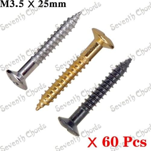 60 Pcs M3.5*25mm Guitar Strap Lock Mount Screws/ Electric Guitar Bass Bridge Mount Screw
