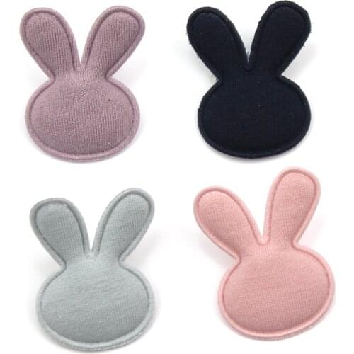 32Pcs 3*4cm Bunny head Padded Appliques for Kids BB Clip headwear Decor patches Hairpin crafts handmade accessoires
