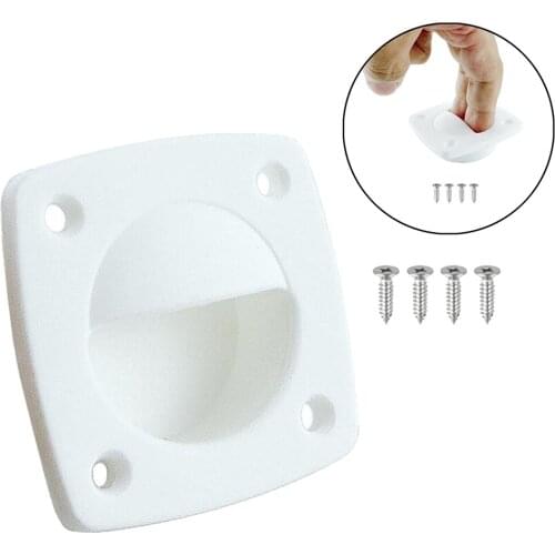 White Plastic Flush Sliding Door Pull Handle Hatch Marine Cabin Accs Parts