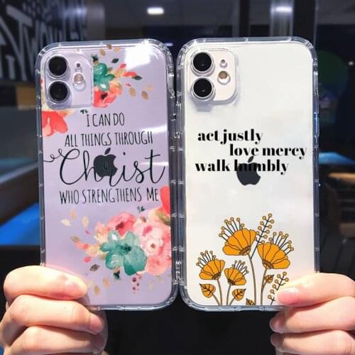 Jesus Bible Quotes Phone Case Transparent soft For iphone 5 5s 5c se 6 6s 7 8 11 12 plus mini x xs xr pro max