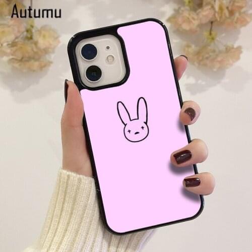 Phone Case for iPhone 12 mini X XS XR 11 Pro Max SE 2020 5 6S 7 8 Plus Samsung Galaxy S8 S9 S10 S20 S21 Bad Bunny pink Cover