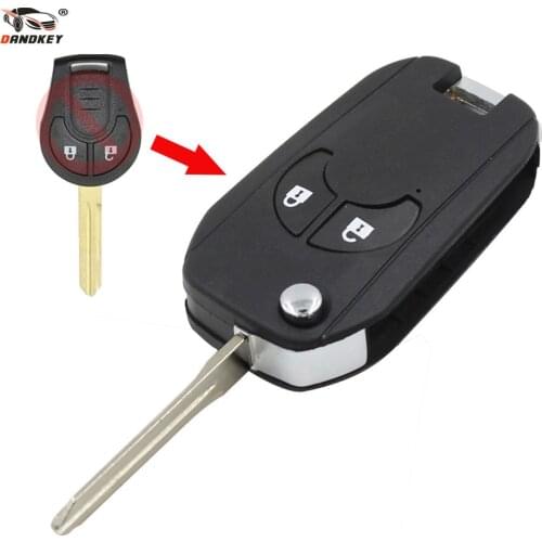 DANDKEY For NISSAN Cube Micra Note Qashqai Juke Romote Car Key Case Flip Folding Key Shell 2 Buttons Fob Replacement