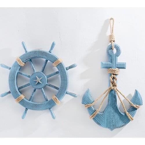 45cm Wood Anchor Hanging Decoration Mediterranean Ornament Nautical Theme Party Decor Supplies Kids Household Wall Hanging
