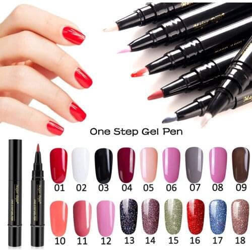 5ML One Step Nail Gel Polish 3 In 1 Nail Art Pen Soak Off UV LED Nail Lamp Shining Glitter Gel Lacquer No Need Top Base Coat