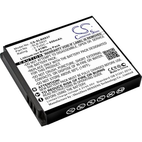 Cameron Sino Camera Replacement Li-ion Battery 650mAh For SLB-0937 VIVITAR CL5, i8, L730, L830, Free Tools