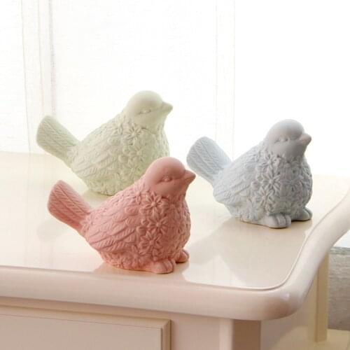 Ceramic Bird Shaped Ornament - Porcelain Animal Statue Figurine - Photo Props