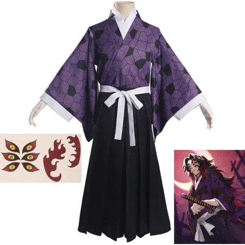 Anime Demon Slayer Tsugikuni Michikatsu Kimetsu no Yaiba Kokushibou Cosplay Kimono Uniform Suit Bathrobe Costumes for Halloween