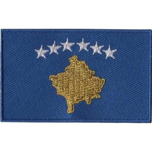 Kosovo Country Embroidery Patches Custom Made Clothing Labels Made of Twill with Flat Broder and Iron On Backing free shipping