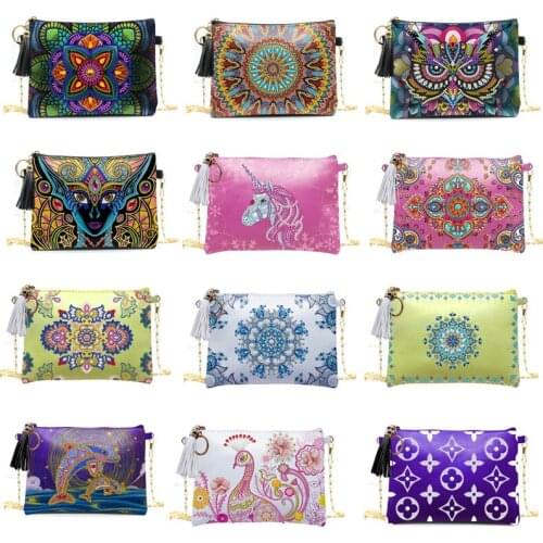 Diamond Painting Chains Leather Crossbody Bag Peacock Butterfly Pattern DIY Diamond Wallet Pouch For Girlfriend Gift