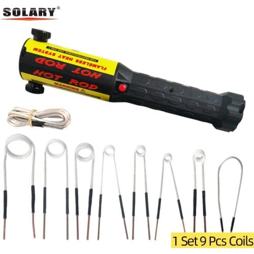 Solary Magnetic Induction Heater Kit 110V 220V Automotive 1000W Flameless Heat Induction Heater with 9 Coils 1KW Car Repair Tool