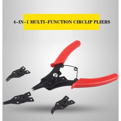 4 IN 1 Set Multi-function Pliers Snap Ring Pliers Tools Multi Crimp Tool Internal External Ring Remover Retaining Circlip Pliers