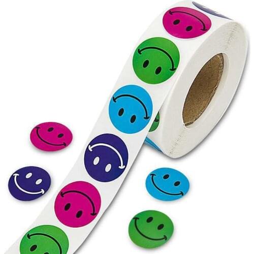 500pc/Roll Smile Face Stickers labels for Children Student holiday birthday gift tags