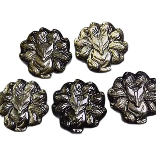 Natural Gold obsidian fox pendant marriage friendship fox man and woman necklace nine-tailed fox crystal ornaments gift