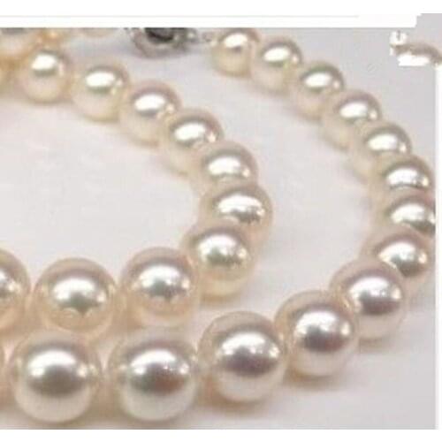 Genuine AAA 8mm WHITE south sea AKOYA SHELL PEARL NECKLACE 18"
