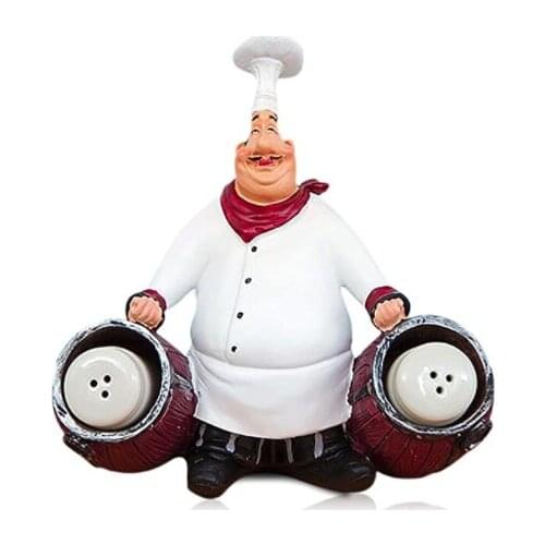 Reoean Resin Decorative Ornaments Kitchen Decor Cook Statue French Chef Figurines with Toothpick Holder