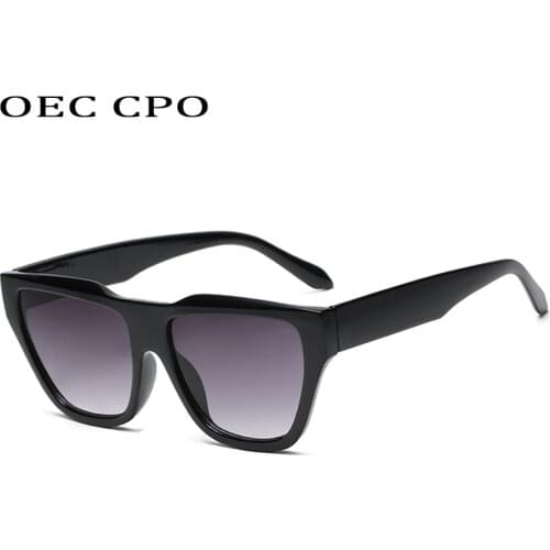 Retro Square Sunglasses Women Men Big Frame Vintage Plastic Frame Sun Glasses Black Gradient Eyewear UV400 O664