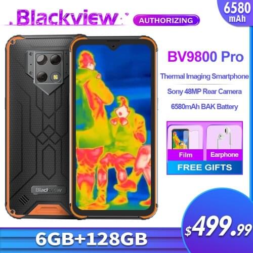 Blackview BV9800 Pro Global First Thermal Imaging Smartphone 6GB RAM 128GB ROM Helio P70 Android9.0 IP68 Waterproof Mobile Phone