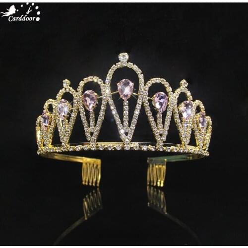 Carddoor Bride Crystal Crown Lady Girl Headdress Silver Plated Gold Hair Accessories Wedding Party Fashionable Gift Hair Jewelry