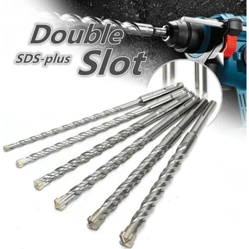 6pcs 160/210/260mm SDS Plus Crosshead Twin spiral Hammer Drill Bits 6/8/10/12/14/16mm Round Shank Twist Electric Hammer Drill