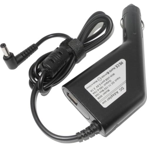 Universal Car Charger for Laptop 19V 4.74A 90W 5.5*2.5mm Dc Power Supply Adapter for Asus Lenovo Notebooks 5V 2.1A USB Charger