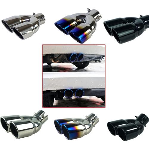Universal Car Inlet Double-Barrel Rear Exhaust Tip Tail Pipe Muffler Outlet Stainless Steel Car Accessories