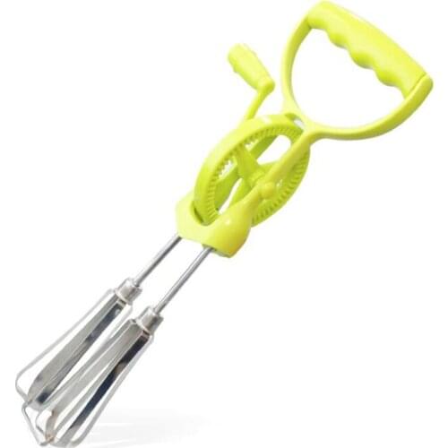 Rotary Hand Whisk Stainless Steel Manual Whisk Egg Rotary Frother Handheld Egg Beater Mixer Cooking Tool