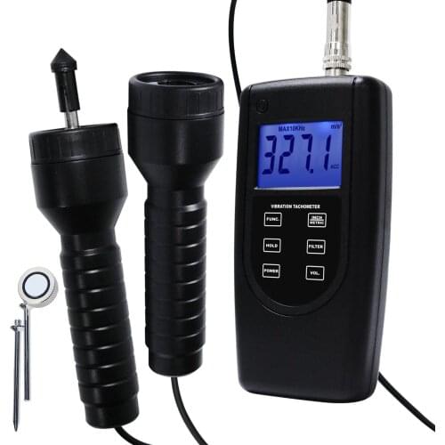 Vibration Tachometer Meter Piezoelectric Sensor RPM (r/min) Frequency Hz Contact Photo Rotation Vibrometer Acceleration