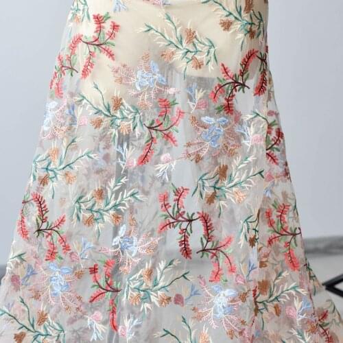 High quality new multi-color organza embroidery lace fabric dress skirt accessories