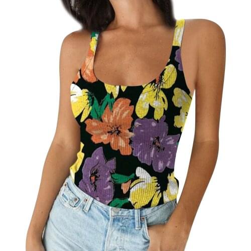 Flower Shirts 2021 Summer Блузка Женская Clothes Fashion Womens Casual Prints Casual Basic Strappy Sling Sleeveless Tank Tops