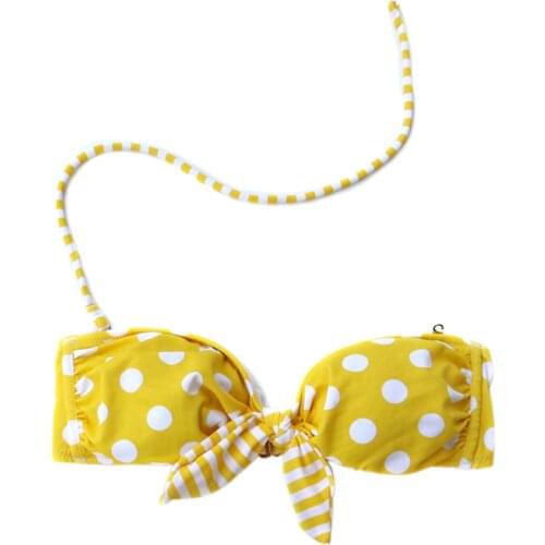 Women Bikini Top Swimsuit Sexyl Bikinis bathing suit top Bandage yellow Swimwear Swimsuit Bathing suit Bow circle print split