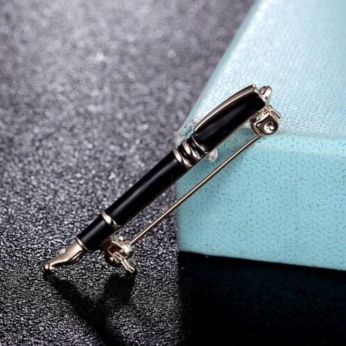 Zlxgirl brand Vivid Black Pen Shape Enamel brooch for men jewelry gold color hijab Scarf accessories punk hats and bags pins