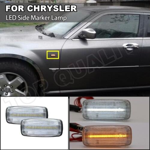 2Pcs Error Free LED Side Marker Turn Signal Light Smoke For Chrysler 200 2007-2017 300 2005-2006,Sebring 2007-2017,Town Country