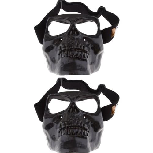 2pcs Full Face Unisex Motorbike Goggles Windproof Adjustable Strap Black