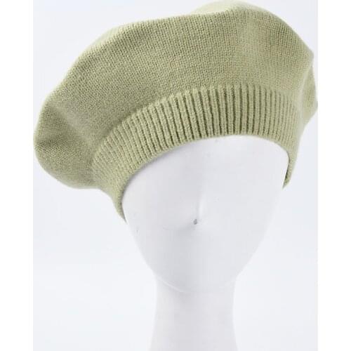 2021 new fashion French Soft Knitted Beret Women girl Autumn Winter Female Solid Korean Knit Berets Version Painter Hat