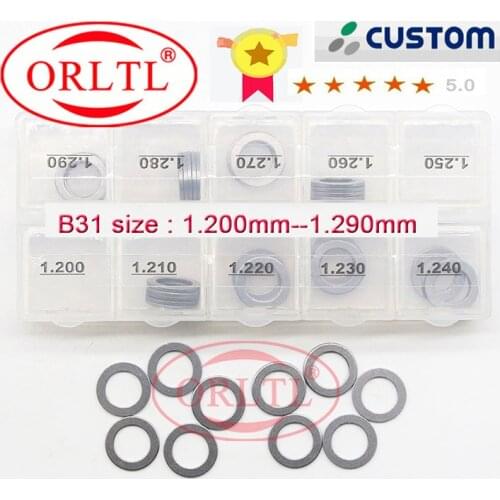 ORLTL 50 Pcs Adjusting Washers Shims Gaskets Fuel Injector Washers Diesel Engine Injector B31 Size 1.20mm-1.29mm