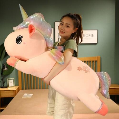 70-90cm Kawaii Giant Unicorn Plush Toy Soft Stuffed Soft Dolls Animal Horse ToysPillow Cushion For Children Girl Birthday Gifts