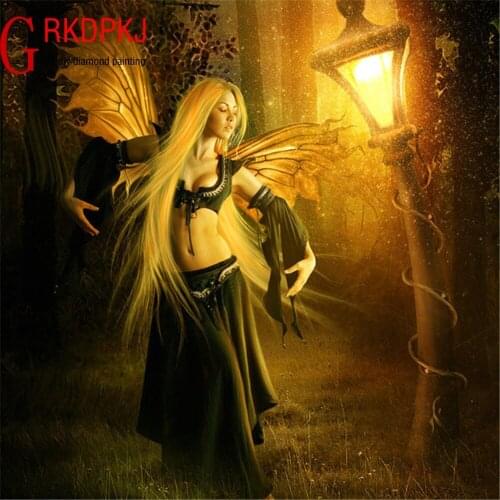 GRKDPKJ 5d diamond painting full drill square diamond embroidery Cross stitch pictures of rhinestones Fantasy person Elf dancin