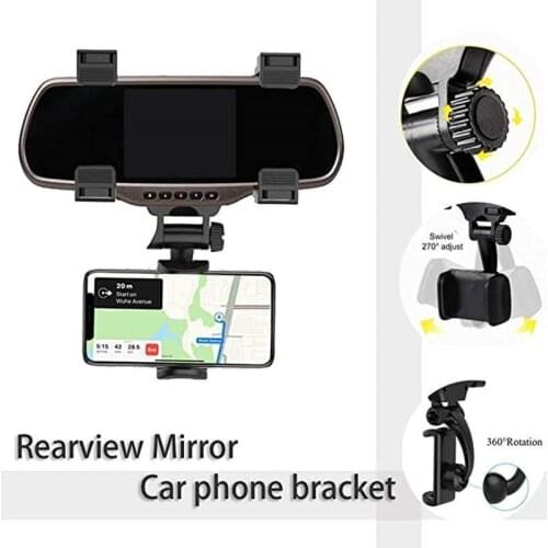 Car Rearview Mirror Phone Holder Car-Phone-Holder Gps-Stand Car-Rearview-Mirror-Mount Universal Samsung for iPhone 1PC