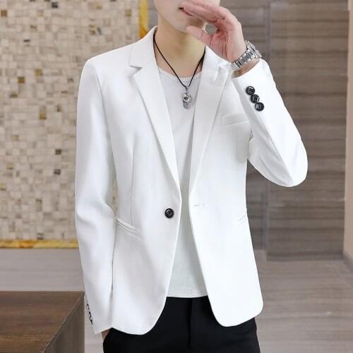 White Suit Male British Style Fashion Korean Version Slim Young Pure White Small Suit Male Hair Stylist Personality Coat