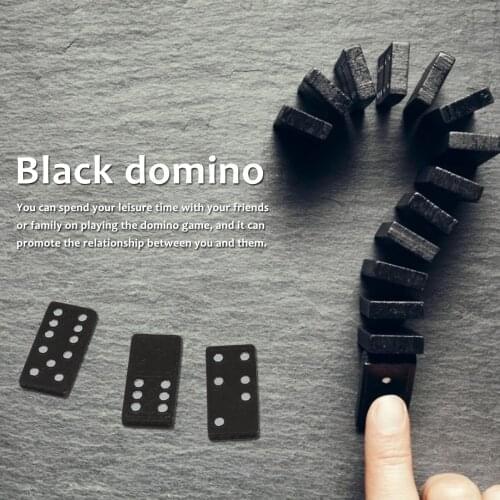 Wooden Domino Board Games Travel Funny Table Game Domino Toys Teaching Aids Double 6 Dominoes Set Puzzle Card Black Dominoes