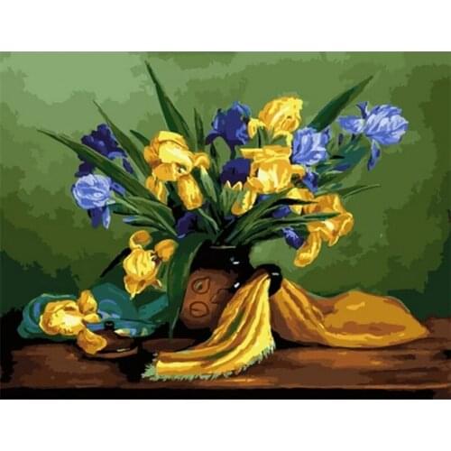 GATYZTORY 40x50cm Frame DIY Painting By Numbers Yellow Flower Paint By Numbers On Canvas Frameless Home Decoration Unique Gift