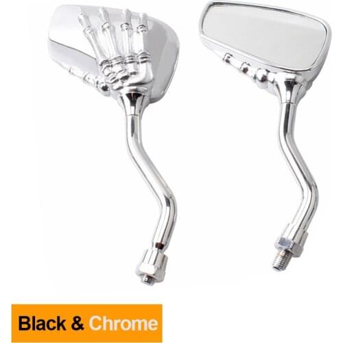 Chrome Black Motorcycle Mirrors Skeleton Skull Hand Claw Shadow Rearview Side Mirrors FOR honda Dax cub supercub honda ruckus