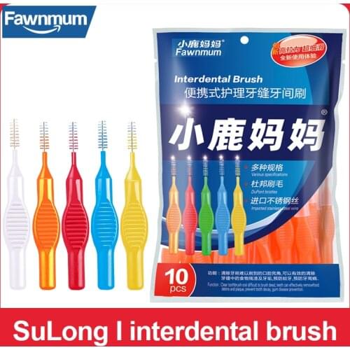Fawnmum 10Pcs I-Shaped Interdental Brush Toothpick Dental Interdental Cleaners Orthodontic Toothbrush Clean Teeth Oral Care Tool
