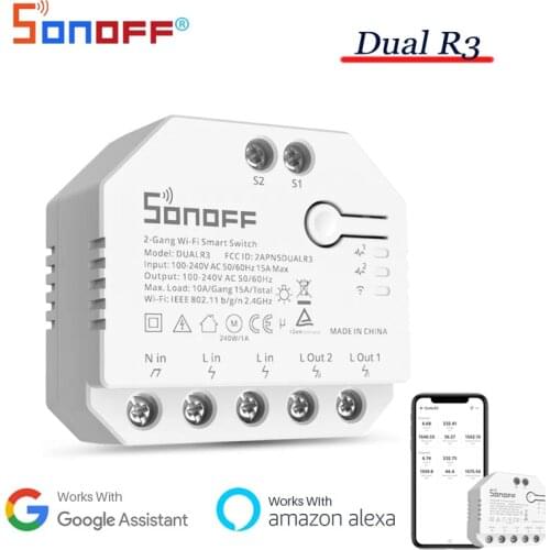 SONOFF DUAL R3 Switch Wifi 2 Way Smart Home Power Metering Timing Switches Voice Control Support Alexa Google Home eWeLink App