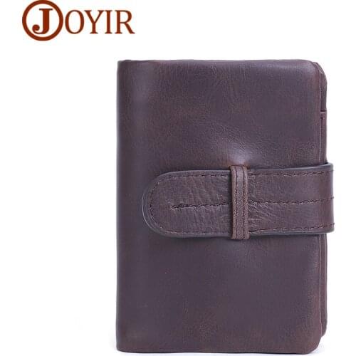 JOYIR Men Wallets RFID Genuine Leather Retro Short Wallet With Coin Prokcet Credit Card Holder Purse Male Luxury Money Bag