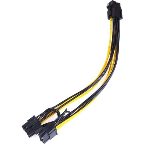PCI-E 6-pin To 2x 6+2-pin (6-pin/8-pin) Power Splitter Cable Pcie Pci Express 20cm