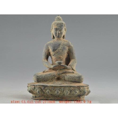 Chinese Old Bronze Collectable Handwork Carved Buddha Statue H 13.0cm Free shipping
