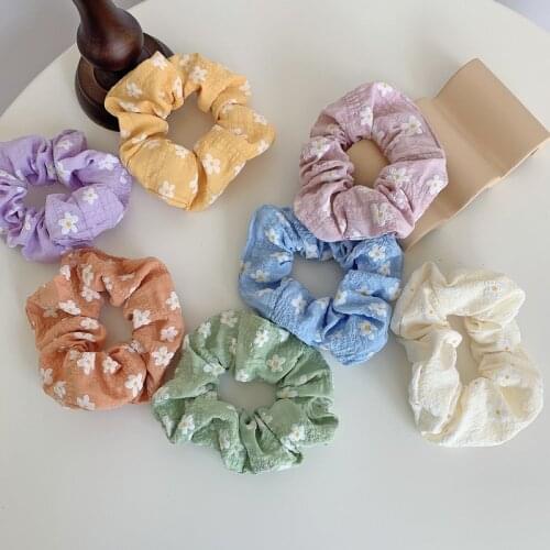 Korean Style Trend VSCO Girl Kawaii Accessories Flower Hair Tie Set 7pcs/lot Women Cute Scrunchies Pack Cotton Hairband