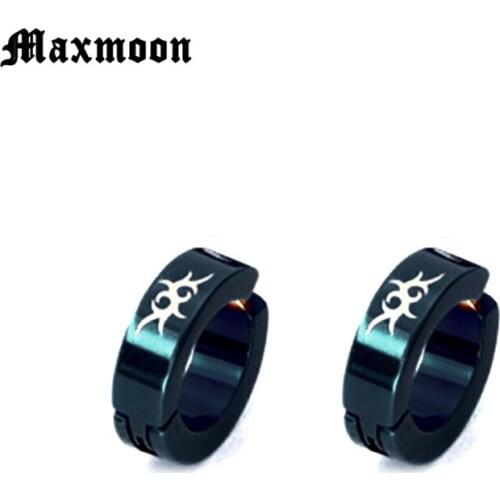 Maxmoon 1pair Fashion Strong Magnet Magnetic Ear Stud Non Piercing Clip Black Earrings Fake Earrings Gift for Boyfriend Lover